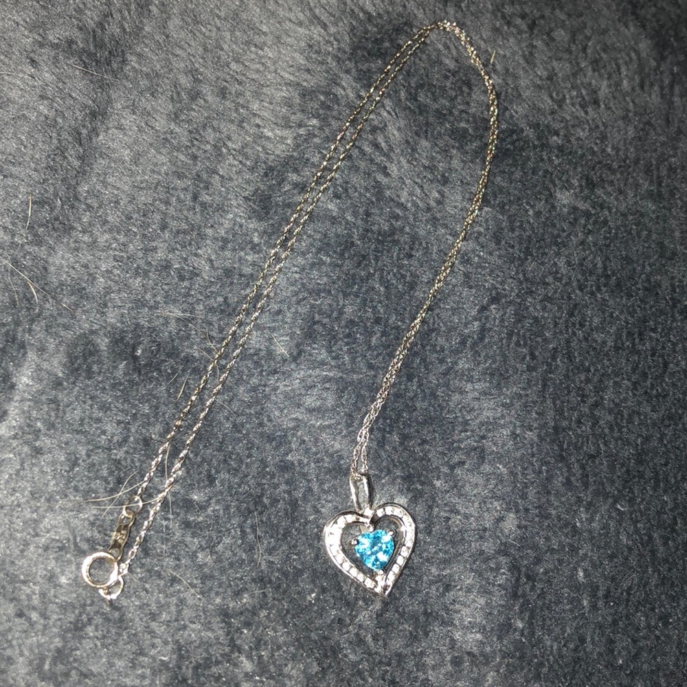 Blue diamond heart necklace